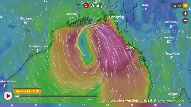 এগিয়ে আসছে সিত্রাং, ৭ নম্বর বিপদ সংকেত