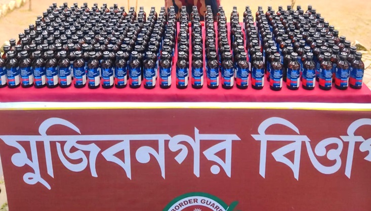 মুজিবনগরে পরিত্যাক্ত অবস্থায় ২৮৩ বোতল ফেন্সিডিল উদ্ধার