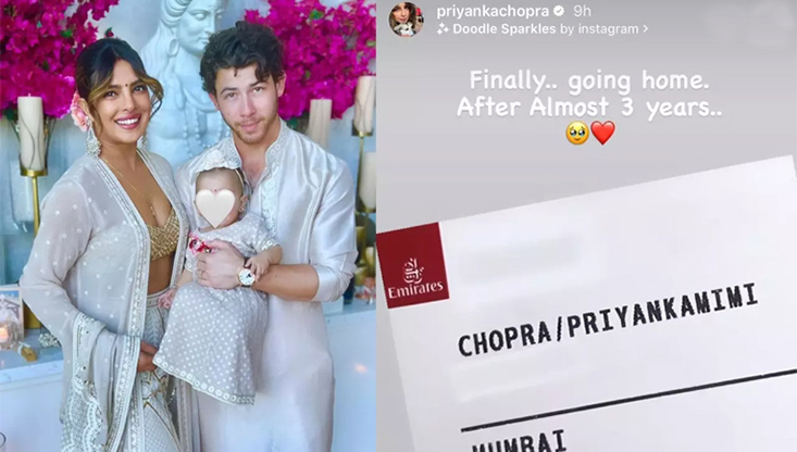 মেয়ে নিয়ে তিন বছর পর ভারতে প্রিয়াংকা