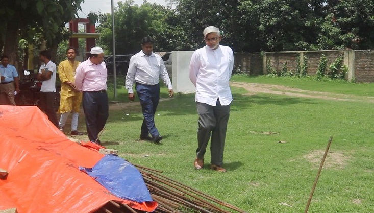 মেহেরপুরে নির্মাণাধীন শেখ রাসেল মিনি স্টেডিয়াম পরিদর্শন