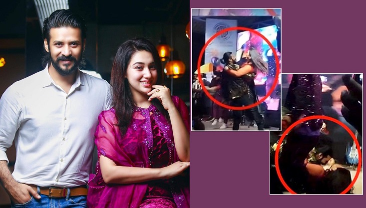 অপু বিশ্বাসকে কোলে তুলতে গিয়ে মঞ্চে পড়ে গেলেন নিরব!