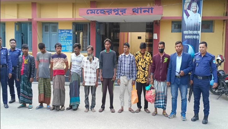 মেহেরপুরে পুলিশের অভিযানে ৯ মাদকসেবী আটক