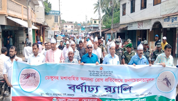 মেহেরপুরে ডেঙ্গু প্রতিরোধে সচেতনতামূলক র‌্যালী ও আলোচনা সভা