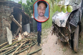 মেহেরপুরে নিয়ন্ত্রণ হারিয়ে ঘরে মাদকবাহী প্রাইভেটকার: গাঁজাসহ চালক আটক