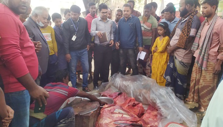 গাংনীতে রোগাক্রান্ত গরু মাংস জব্দ; জরিমানা আদায়